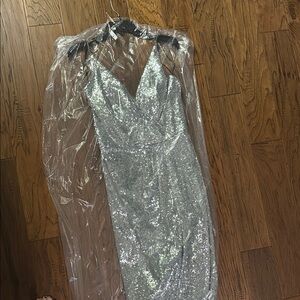 Elegant Bridesmaid Silver Sequin Dress